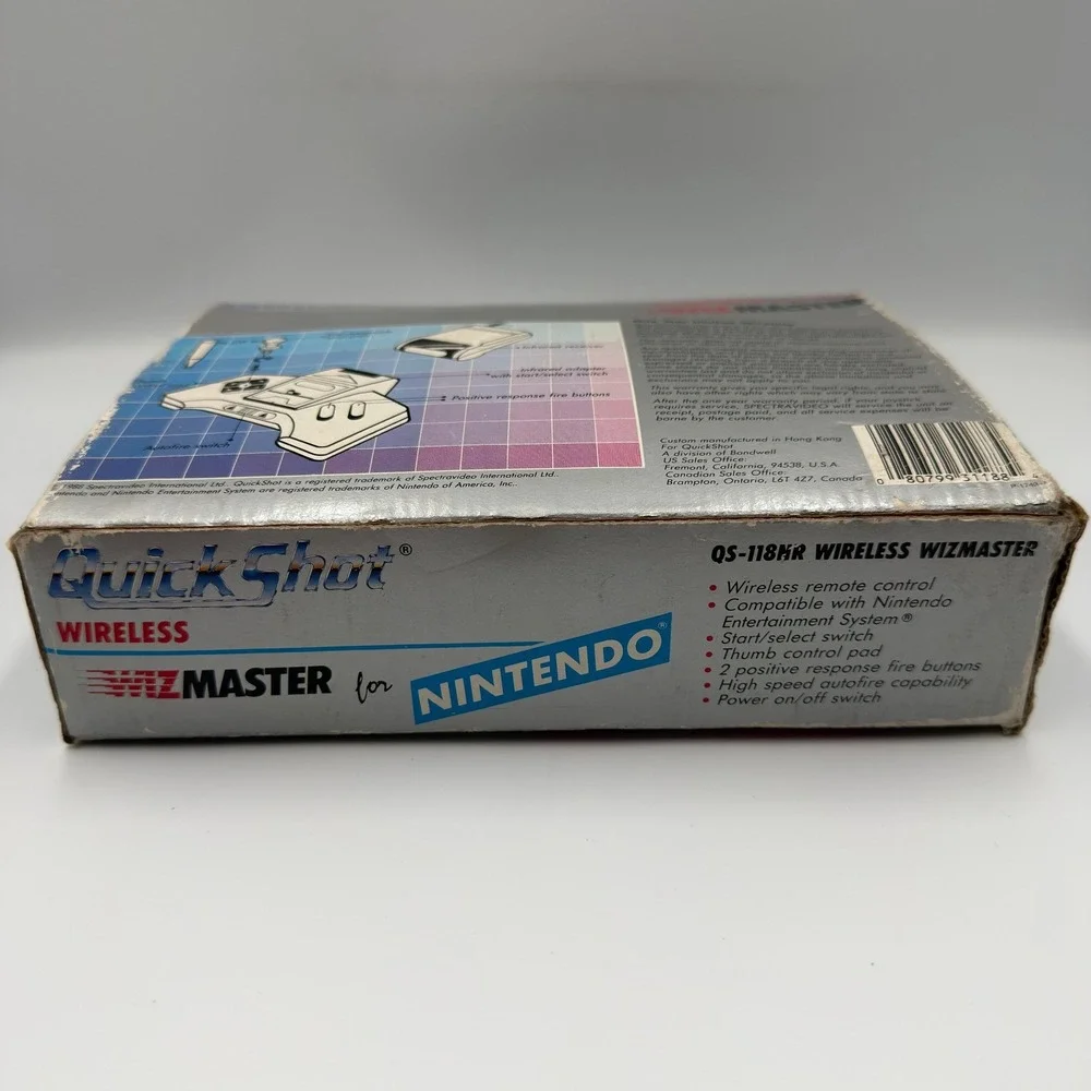 QuickShot NES Controller Wizmaster Wireless Nintendo Infrared Receiver CIB